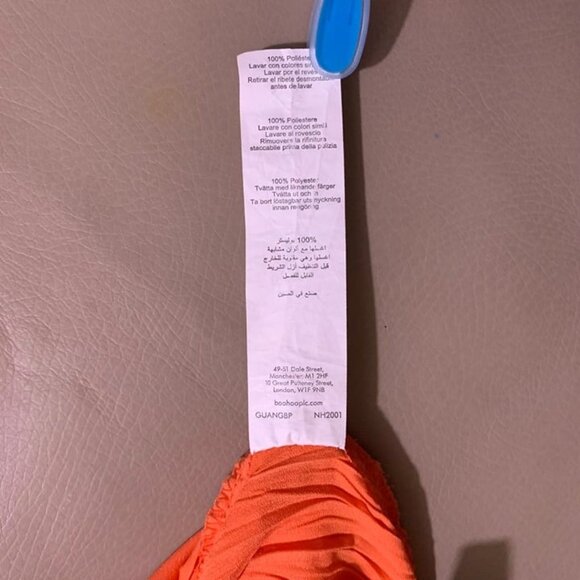 Pretty Little Things Orange Textured Gathered Maxi Shirt Dress size 14 - Picture 5 of 10